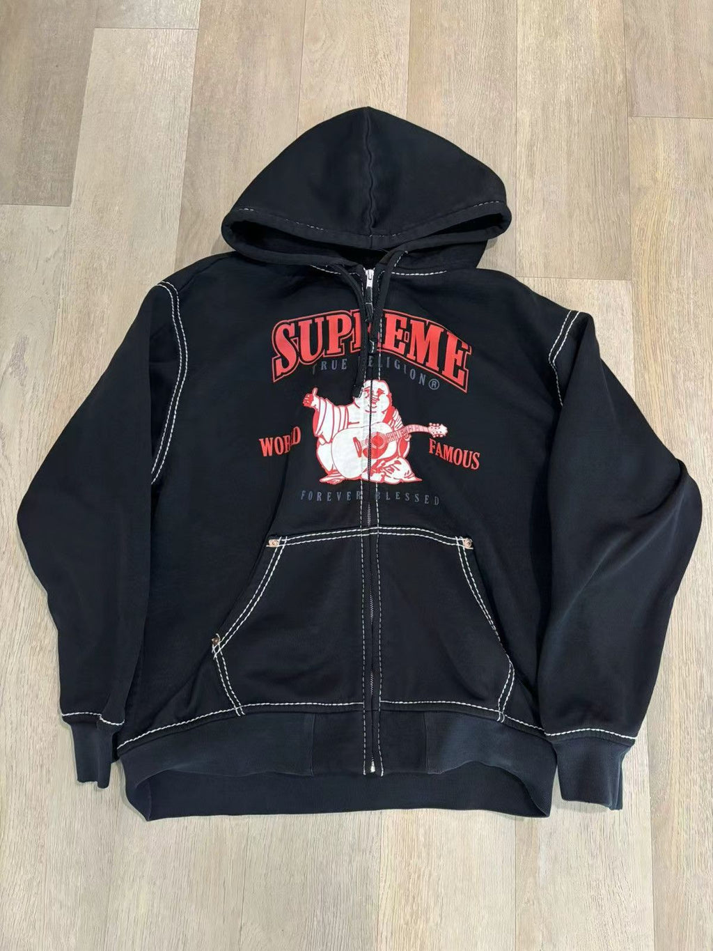 Vintage Graphic Zip-Up Hoodie
