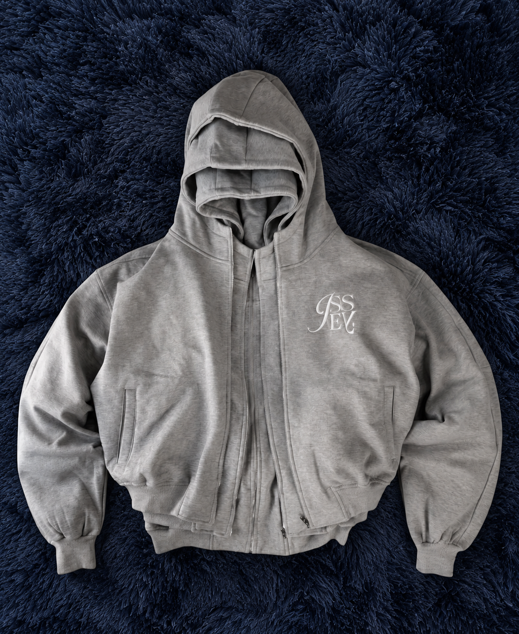 Y2K Double Hood Zip-Up Hoodie