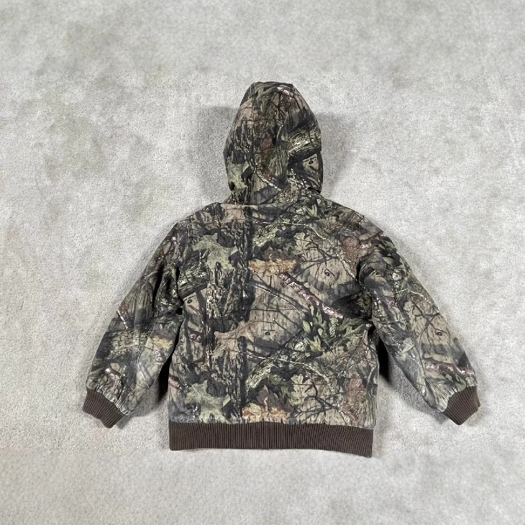 Leaf Print Zip-Up Hoodie