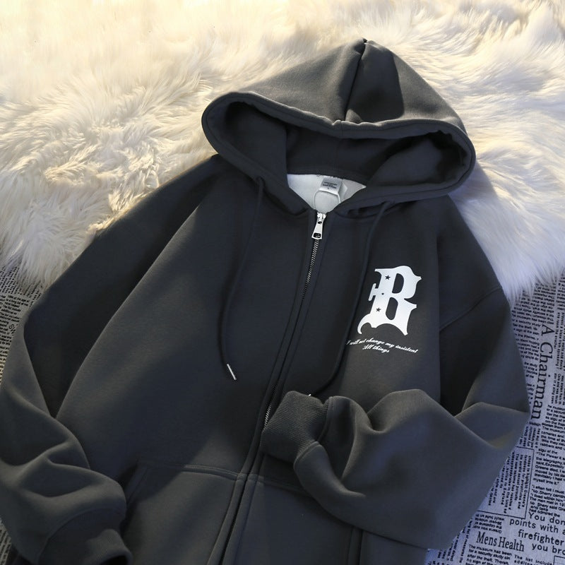 Vintage B Zip-Up Hoodie