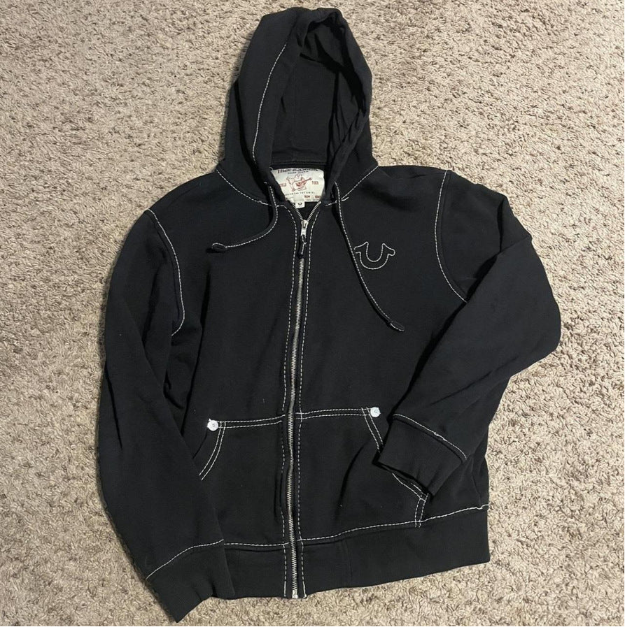 Vintage Stitch Zip-Up Hoodie