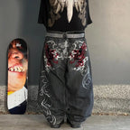 Gothic Flame Baggy Jeans