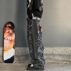 Gothic Flame Baggy Jeans
