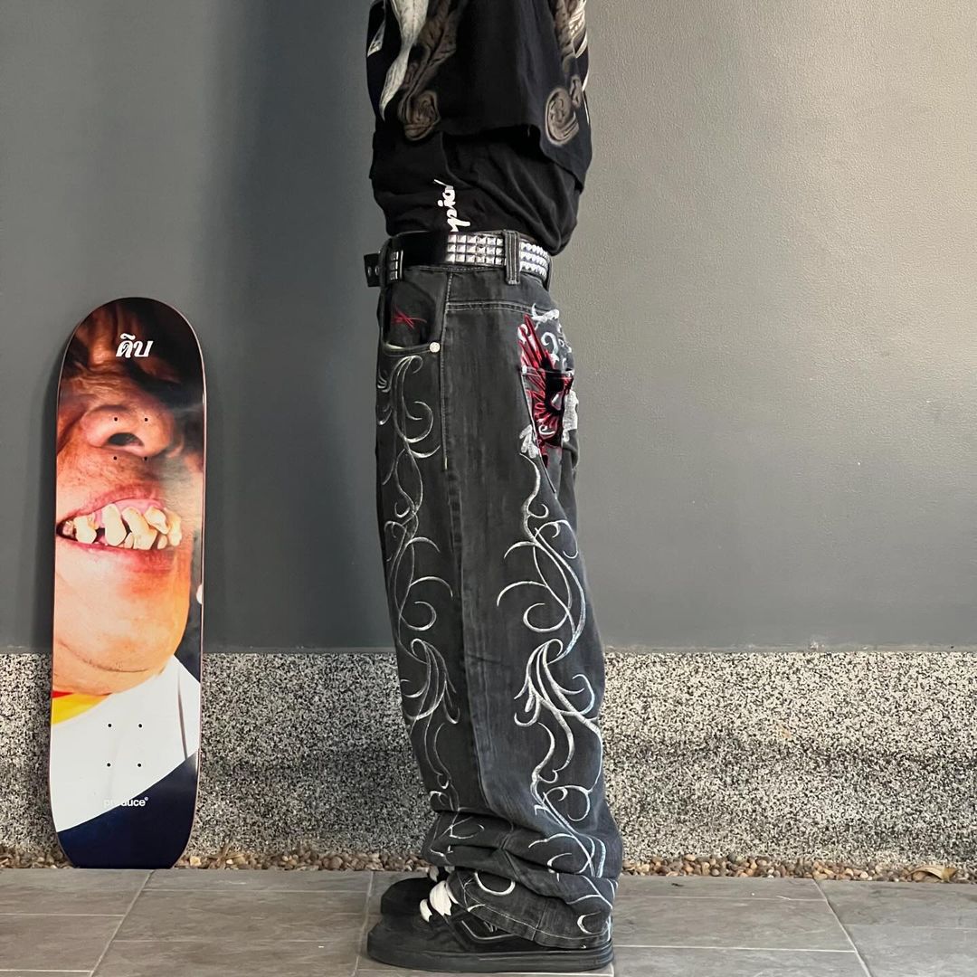 Gothic Flame Baggy Jeans