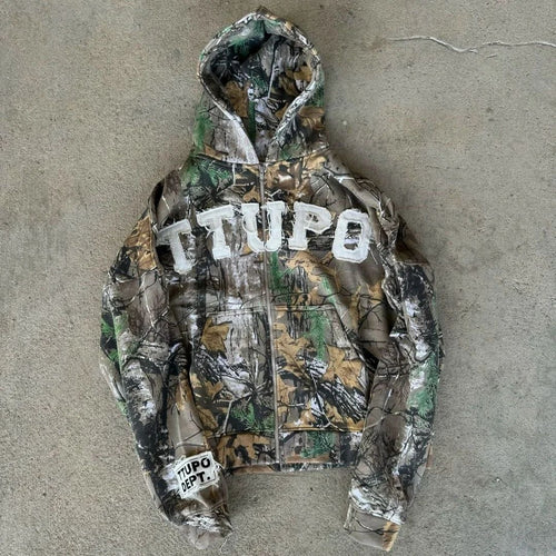 Camo Graphic Zip-Up Hoodie