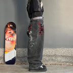 Gothic Flame Baggy Jeans