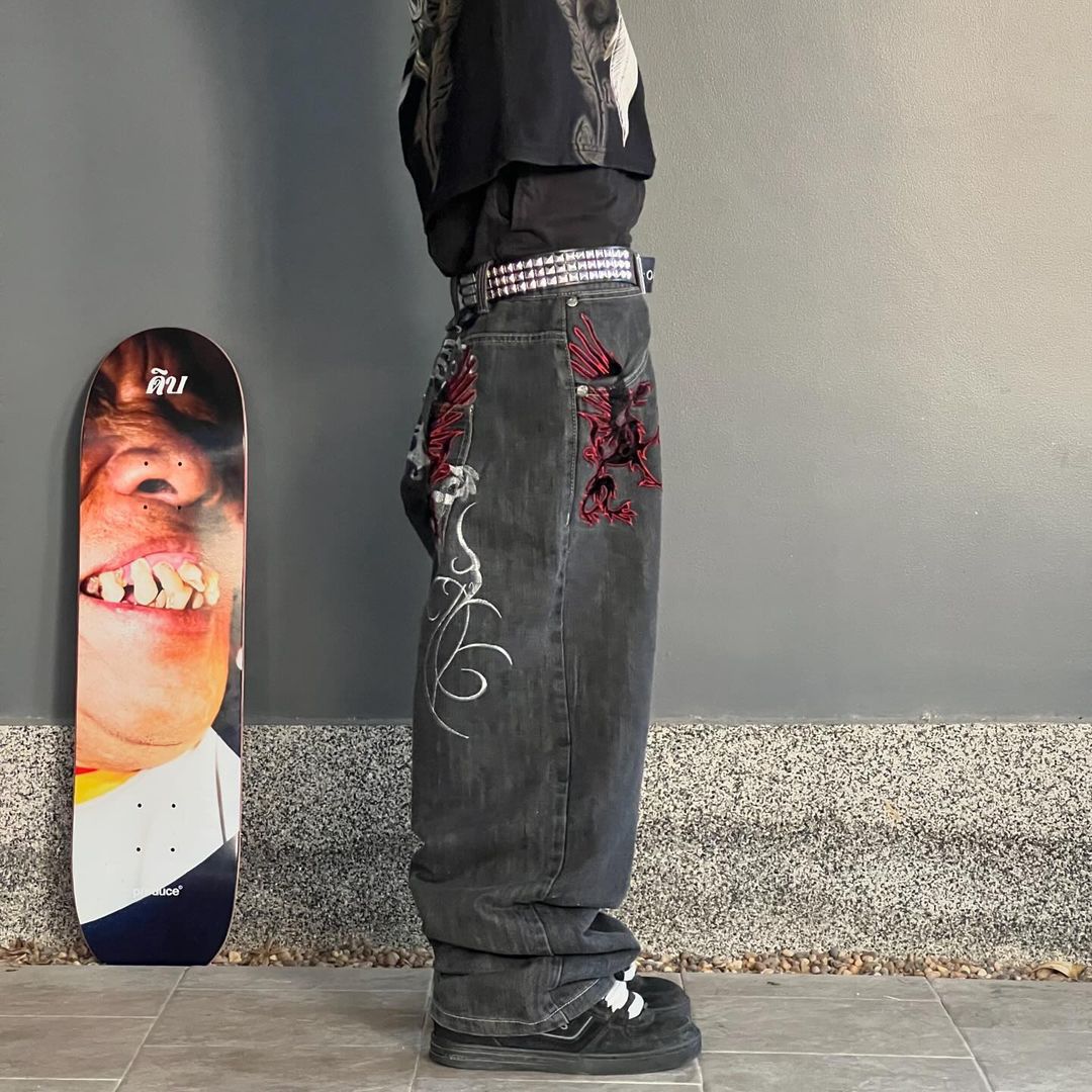 Gothic Flame Baggy Jeans