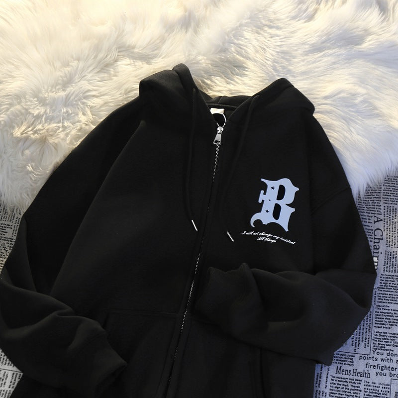 Vintage B Zip-Up Hoodie