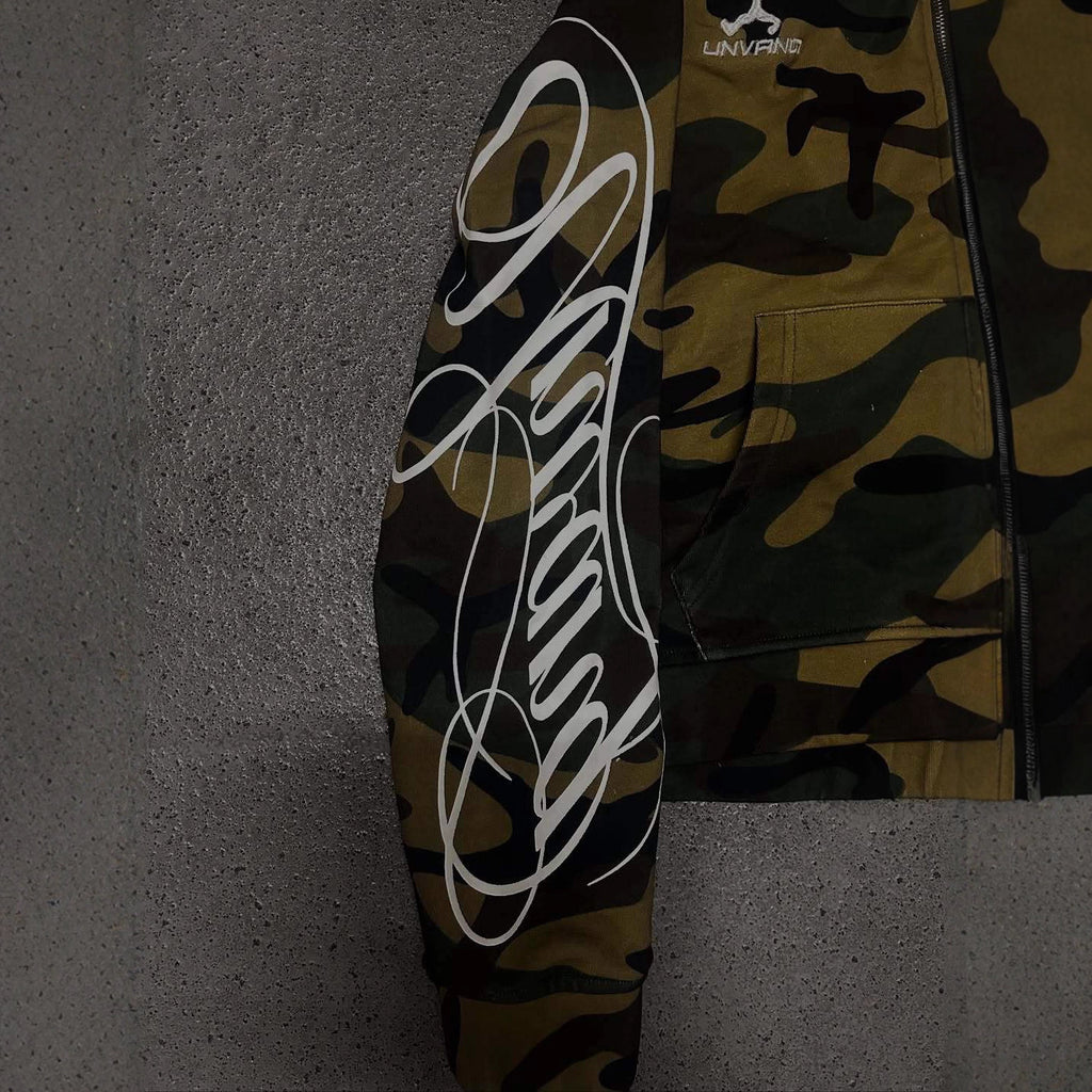 Camo Script Zip-Up Hoodie