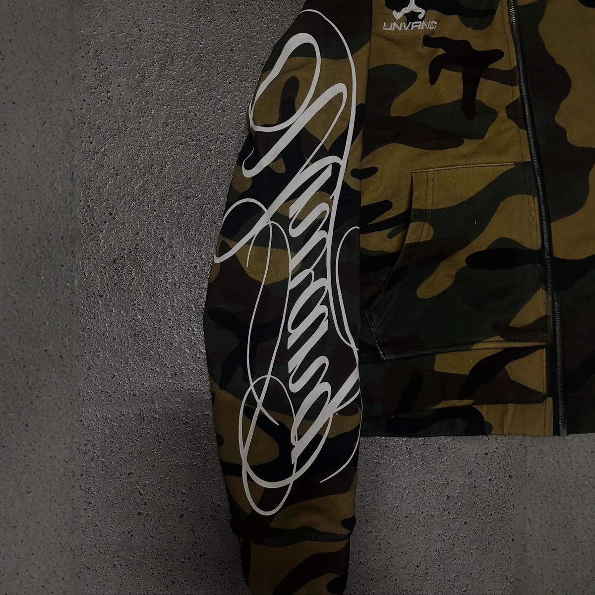 Camo Script Zip-Up Hoodie