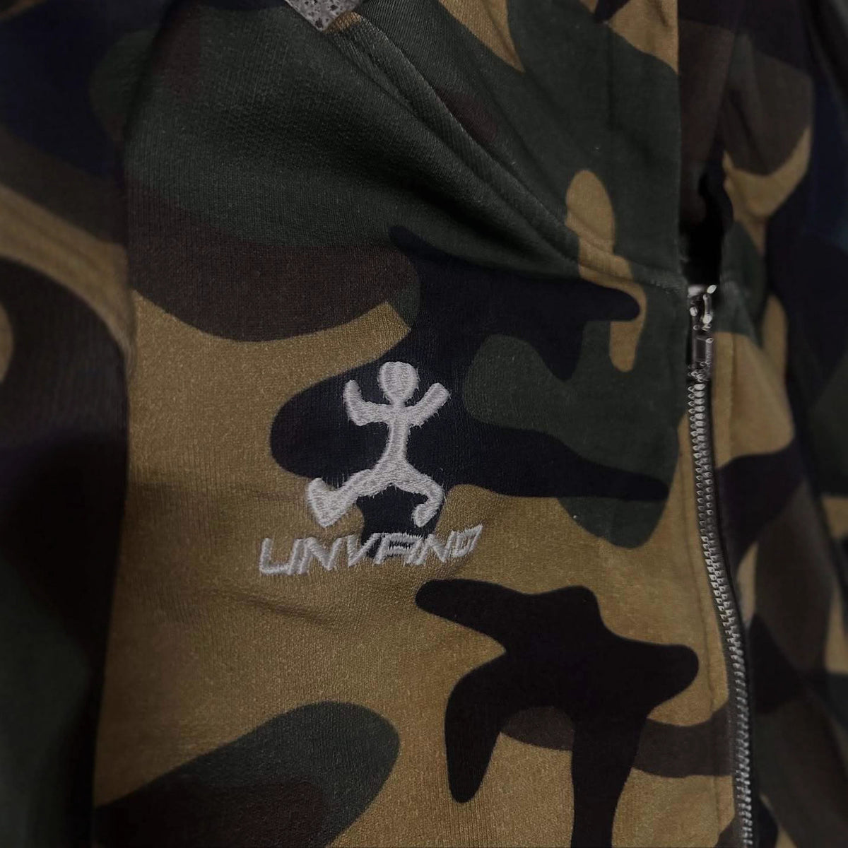 Camo Script Zip-Up Hoodie