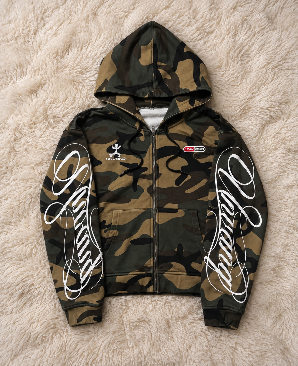 Camo Script Zip-Up Hoodie