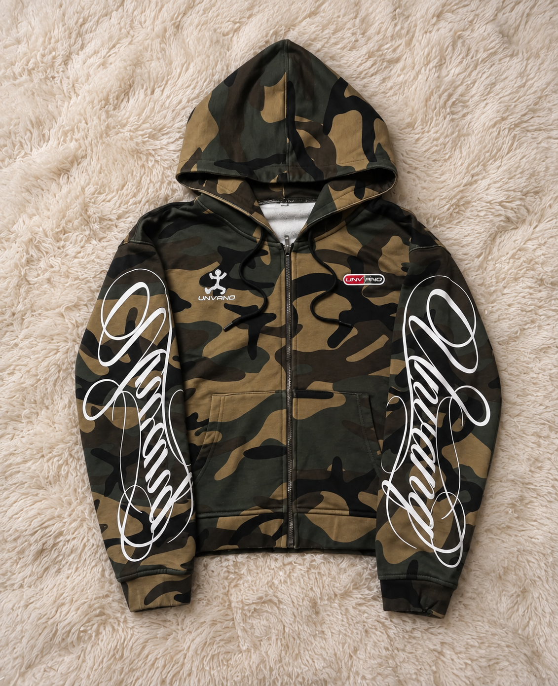 Camo Script Zip-Up Hoodie